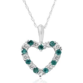 Pompeii3 1/2ct Emerald & Diamond Heart Pendant Solid 14K White, Yellow, or Rose Gold 1/2