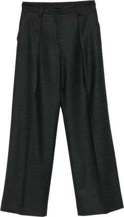 Antonelli Broeken, Dames, Grijs, M, Geplooide grijze broek met zwarte stiksels