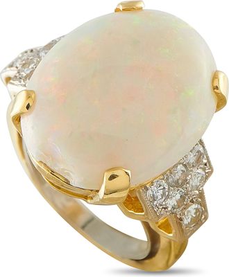 Luxury Bazaar 18K Yellow Gold 0.40ct Diamond and Opal Ring MF05-080526