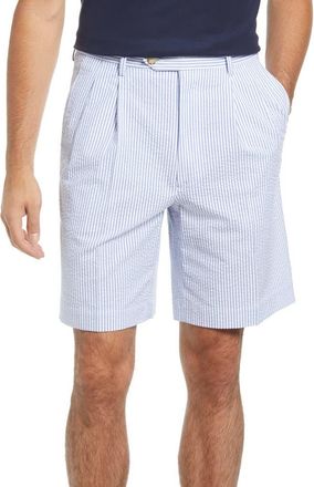 Berle Pleated Seersucker Shorts in Light Blue at Nordstrom, Size 35