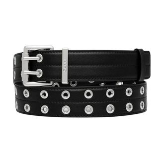 Ganni Double Eyelet Belt - Dames - Accessoires - Zwart - Maat: Xs/S Leer