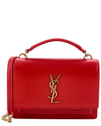 Saint Laurent Red Leather Sunset Top Handle Chain Wallet (Authentic Pre-Loved)