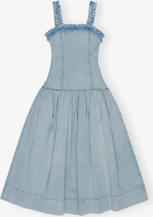 Ganni Blue Washed Stretch Cotton Corset Dress - Size 10/12