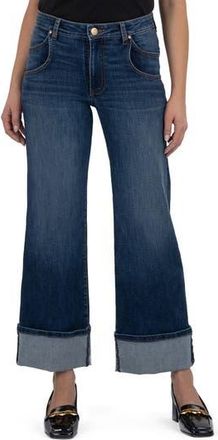 Kut from the Kloth Meg High Waist Cuffed Hem Wide Leg Jeans in Kindhearted at Nordstrom Rack, Size 10
