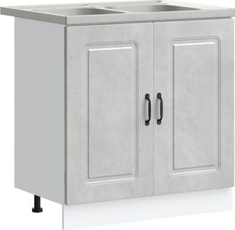 vidaXL Kitchen Cabinet with Door Kalmar 2 pcs Grey 80 x 46 x 81.5 cm vidaXL