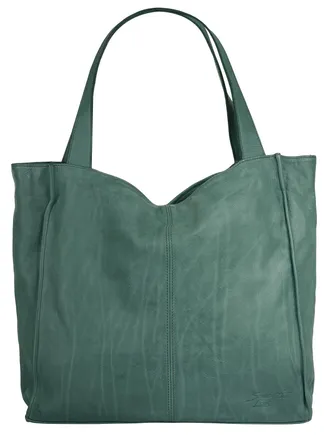 Samantha Look Shopper SAMANTHA LOOK, Damen, Gr. B/H/T: 35cm x 35cm x 9cm onesize, gr&uuml;n, Leder, leicht gl&auml;nzend, unifarben, Taschen Shopper, echt Leder, Made in Ital