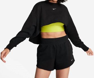 Nike Sportswear Fleece Crop Sweatshirt In Black/light Smoke Grey