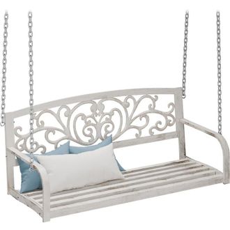 Relaxdays Relaxdays Banco Colgante De Jard&iacute;n, 2 Plazas, Columpio De Exterior Para Colgar, Metal, 190 X 133 X 55 Cm, Blanco/bronce