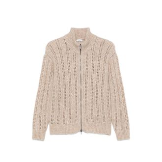 PESERICO Open-knit Zip-up Cardigan