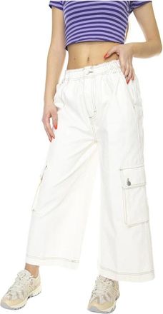 Obey Wide Broeken - Dames - Wijde Broeken - Beige - XS - Katoen - Broeken