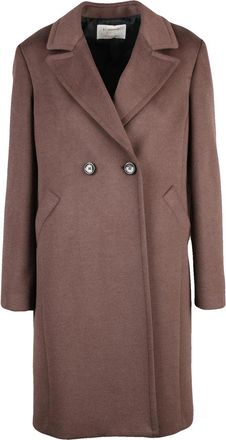 Kaos Brown Lined Double-Breasted Polyester-Blend Coat