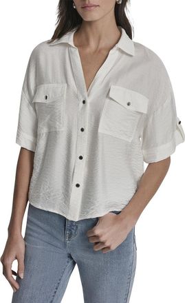 DKNY Dkny Y-Neck Roll Tab Shirt