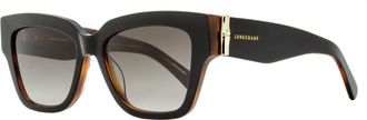 Longchamp Womens Modified Rectangle Sunglasses LO745S 011 Black/Havana 53mm