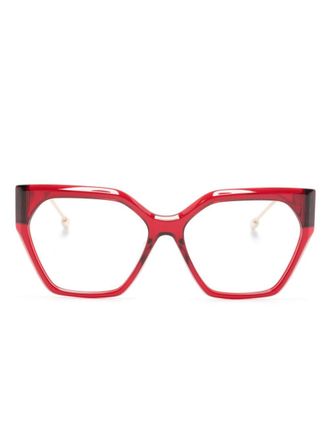 Philipp Plein Eyewear Occhiali squadrati con placca logo - Rosso