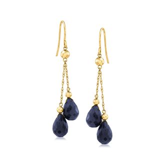Ross-Simons Sapphire Double-Drop Earrings in 14kt Yellow Gold