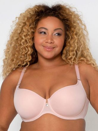 Curvy Couture Tulip Underwire Contour Demi Bra In Blushing Rose
