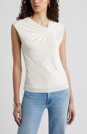 Nordstrom Twist Front Cap Sleeve T-Shirt in Ivory Tofu at Nordstrom, Size Xx-Small
