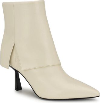 Nine West Bazie Boots Womens Cream Pointed Toe Ankle Bootie HTAT1267