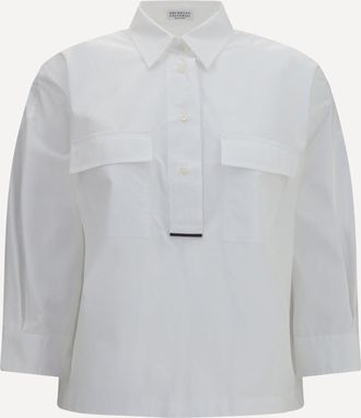 Brunello Cucinelli Camicia in cotone con dettagli monili Woman XS