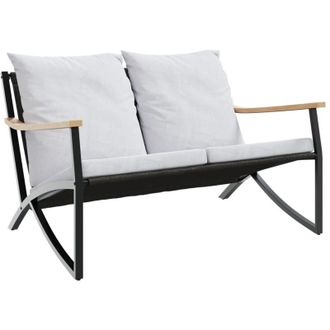 vidaXL Banco De Jard&iacute;n Con Cojines Acero Negro 120 Cm Vidaxl