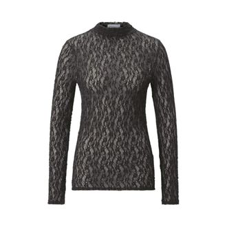 Rich & Royal Jersey Lace Turtleneck Longsleeve - Tops - Mujer - Marr&oacute;n - XL