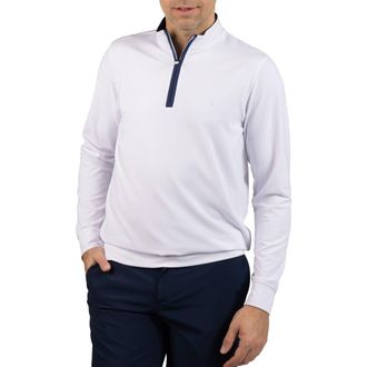 Tailorbyrd Micro Grid Quarter Zip Performance Pullover in White at Nordstrom Rack, Size Xx-Large