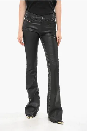 Diesel RED TAG Pantaloni Bootcut LOVELY in Pelle e Denim taglia 36