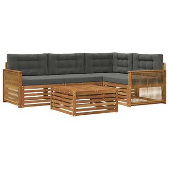 vidaXL Conjunto De Sof&aacute;s De Exterior 5 Pcs Natural Y Antracita Vidaxl