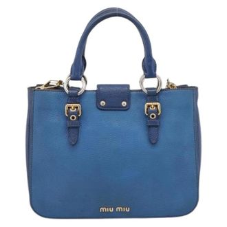 Miu Miu Pre-owned Handbag - Dames - Pre-owned - Blauw - Maat: ONE Size Leer