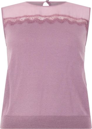 Alberta Ferretti Roze mouwloze top met kanten details - Dames - Tops zonder mouwen - Roze - XS - Wol - Tops