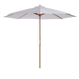 OUTSUNNY 3m Fir Wooden Garden Parasol Sun Shade Outdoor Umbrella Canopy Cream | TJ Hughes