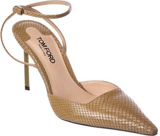 Tom Ford Snake-Embossed Leather Slingback Pump