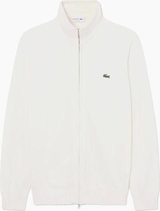 Lacoste Mens Lacoste AH1957 Full Zip High Neck Cotton Knit - Flour - Size: 40