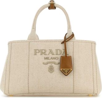 Prada Sand canvas shopping bag
