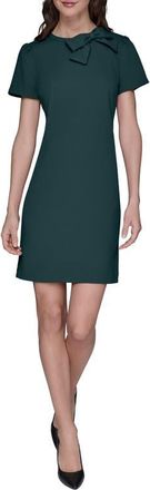 Karl Lagerfeld Bow Accent Scuba Crepe Sheath Dress in Malachite at Nordstrom, Size 14