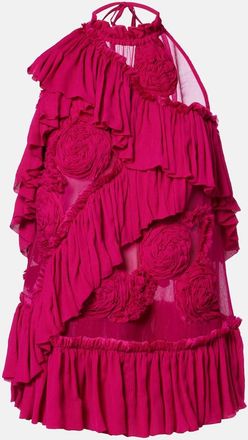 Dries Van Noten Top con volant e applicazioni floreali