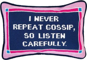 Two's Company I Never Repeat Gossip 8X12 Needlepoint Pillow