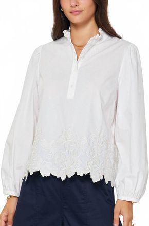 Current Air Embroidered Border Blouse In White