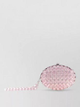 Self Portrait crystal chain mini clutch oval strap