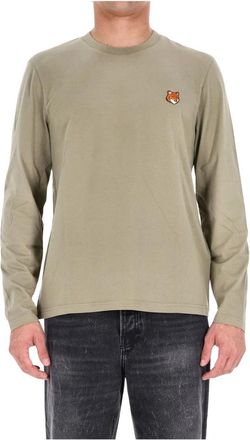 Maison Kitsun&eacute; Fox Regular T-shirt - Heren - Longsleeves - Groen - S - Katoen - Tops