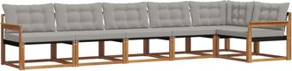vidaXL Conjunto De Sof&aacute;s De Exterior 6 Uds. Gris Natural Y Claro Vidaxl