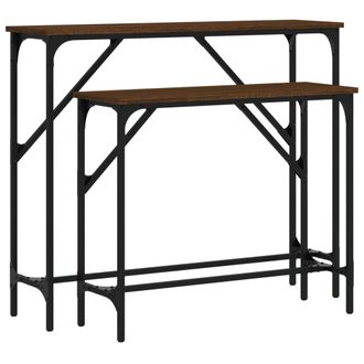 vidaXL Vidaxl - Mesas Consolas 2 Unidades Madera De Ingenier&iacute;a Marr&oacute;n Roble