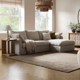 Castlery Agnes Slipcover Storage Chaise Sectional Sofa, Grey, Multifunctional Style