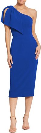 Dress The Population Tiffany One-Shoulder Midi Dress in Electric Blue at Nordstrom, Size Xx-Small