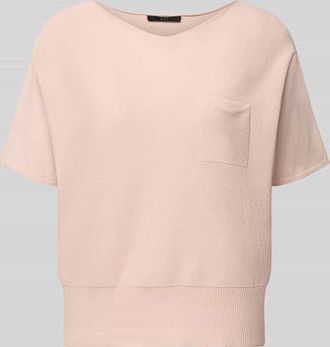 Oui Strickpullover mit U-Boot-Ausschnitt und Brusttasche in Rose, Gr&ouml;&szlig;e 44