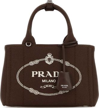 Prada Brown Canvas Small Prada Jardiniere Re Handbag