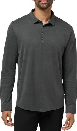 Travis Mathew Handsome Town Long Sleeve Polo in Heather Black at Nordstrom, Size Xx-Large