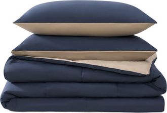 Lucky Brand Reversible Box Stitch Comforter & Sham Set in Vintage Blue Indigo/Tan at Nordstrom Rack, Size Twin/twin Xl