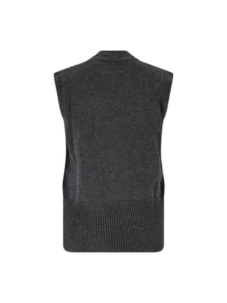 Maison Margiela Wool V-Neck Sweater Vest - Gray