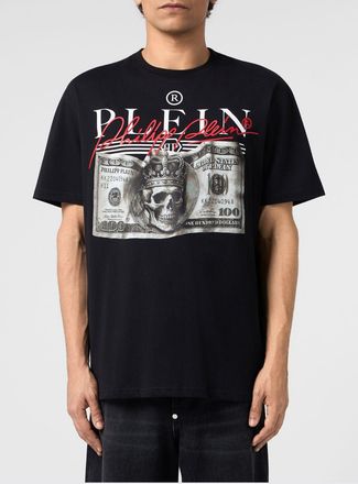 Philipp Plein Cotton T-shirt with Graphic Print and Contrast Logo
